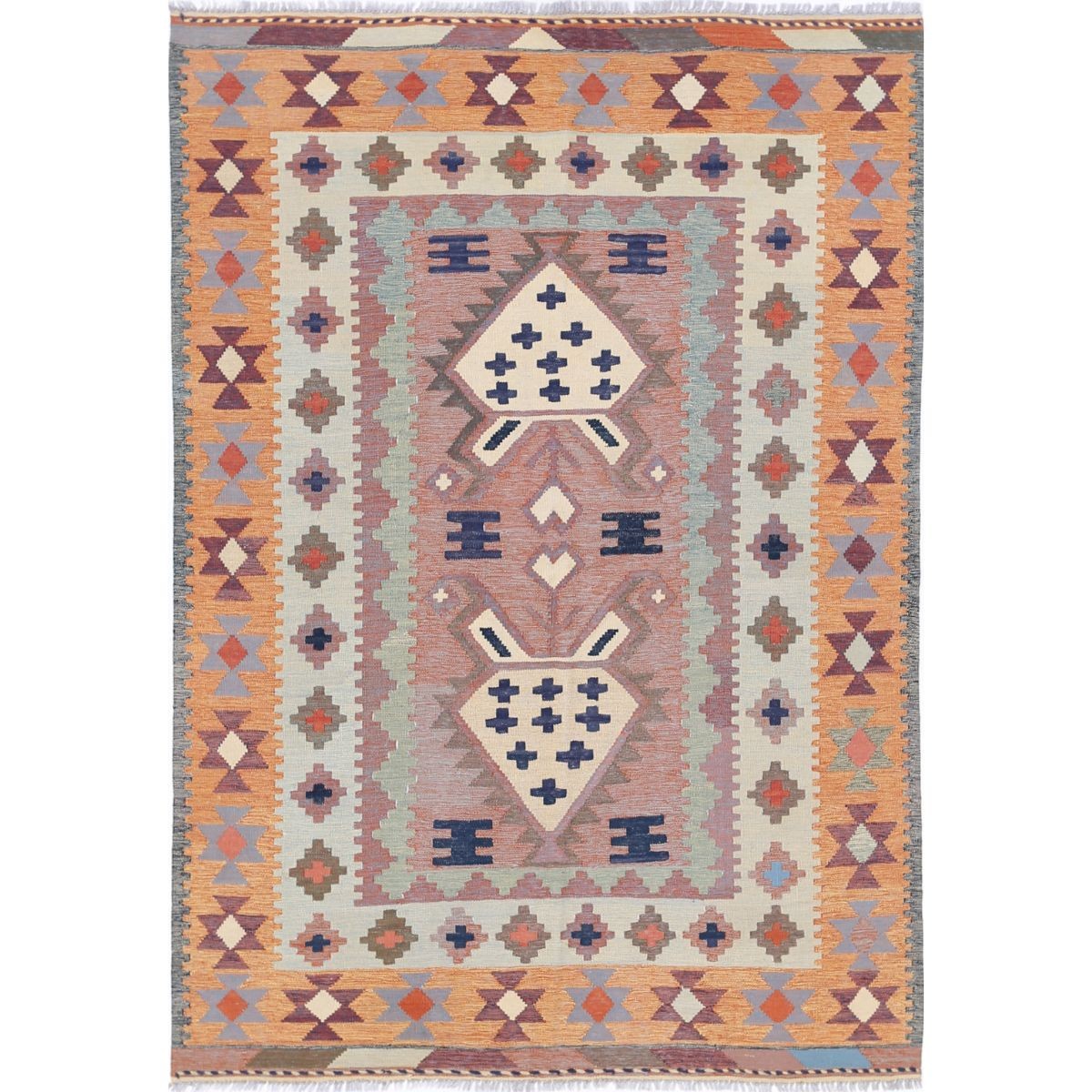 Kafkaas 5x7 Hand Woven Washable Wool Rug - Colorful