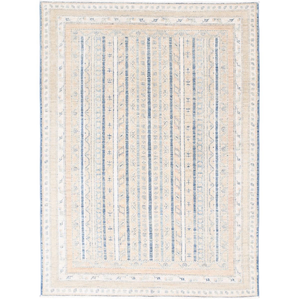 Shaal 6x8 Handmade Double Knotted Washable Wool Rug - Soft Hues