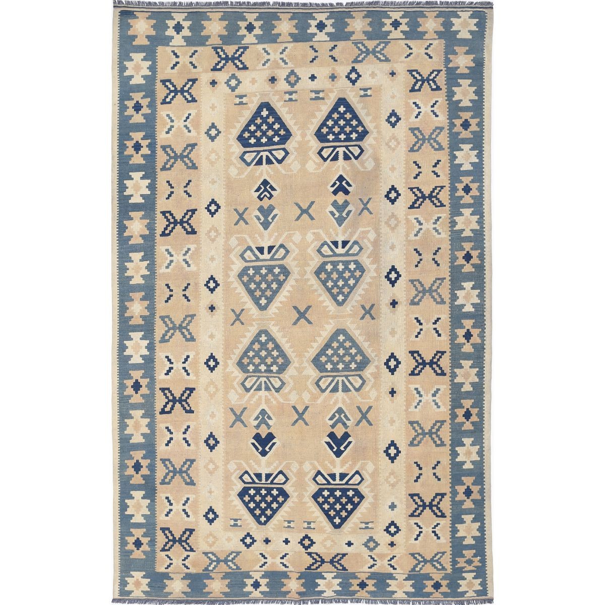 Kafkaas 7x11 Hand Woven Washable Wool Rug - Soft Hues