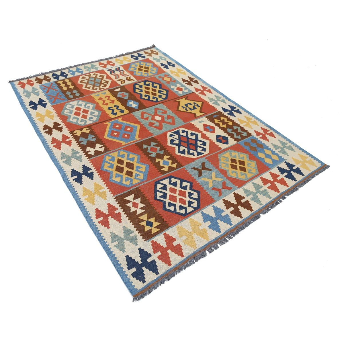 Kafkaas 5x7 Hand Woven Washable Wool Rug - Colorful