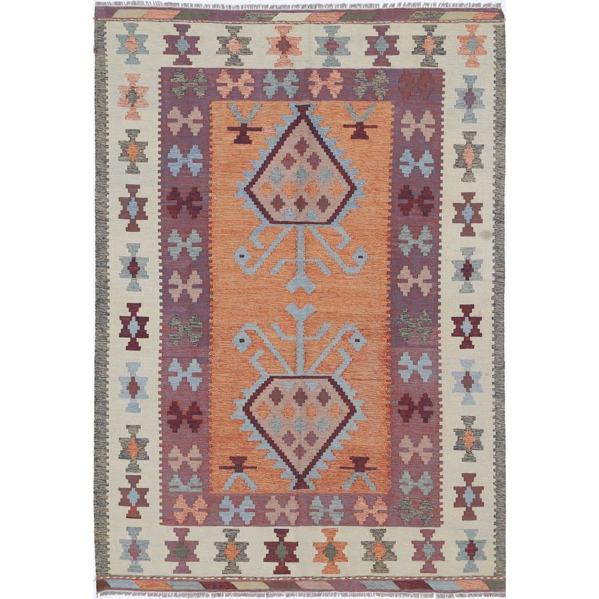 Kafkaas 5x7 Hand Woven Washable Wool Rug - Colorful