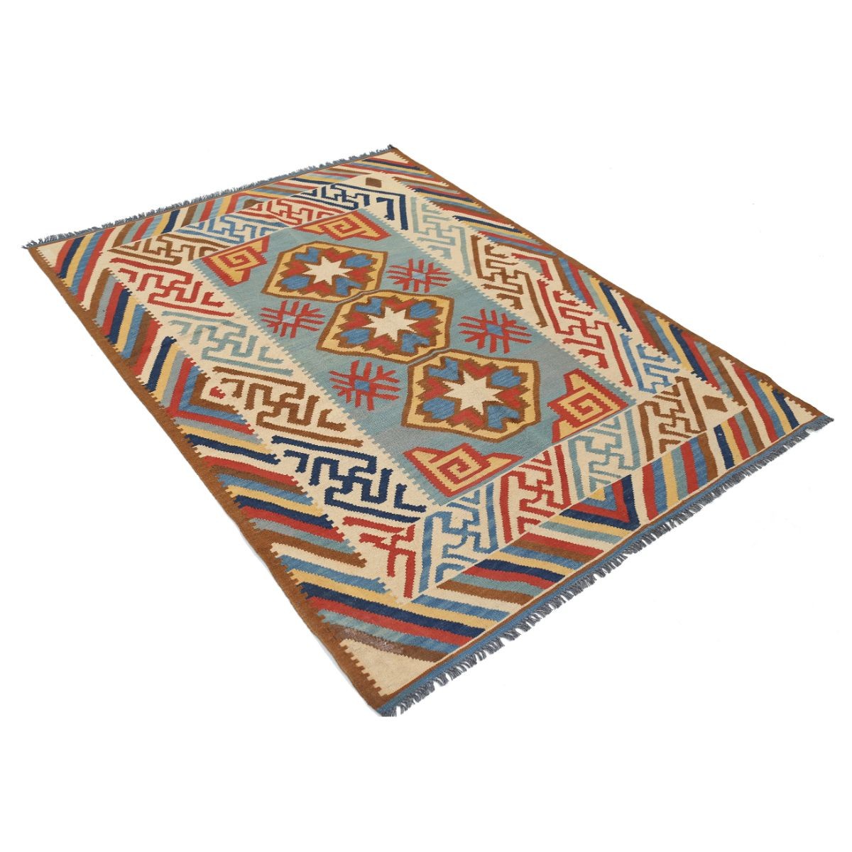 Kafkaas 5x7 Hand Woven Washable Wool Rug - Colorful