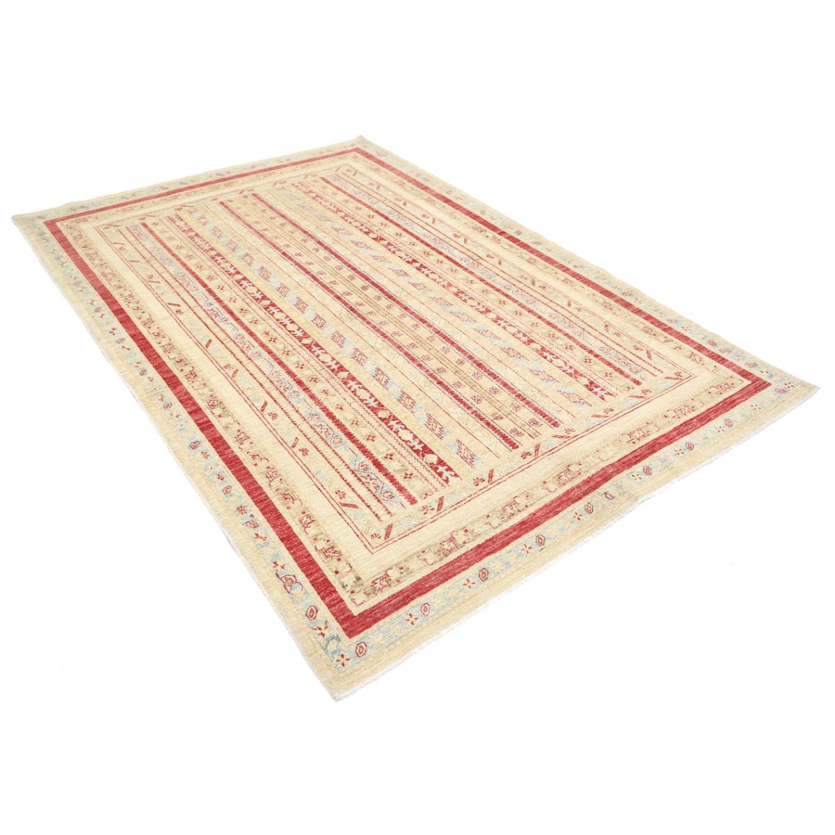 Shaal 6x8 Handmade Double Knotted Washable Wool Rug - Colorful