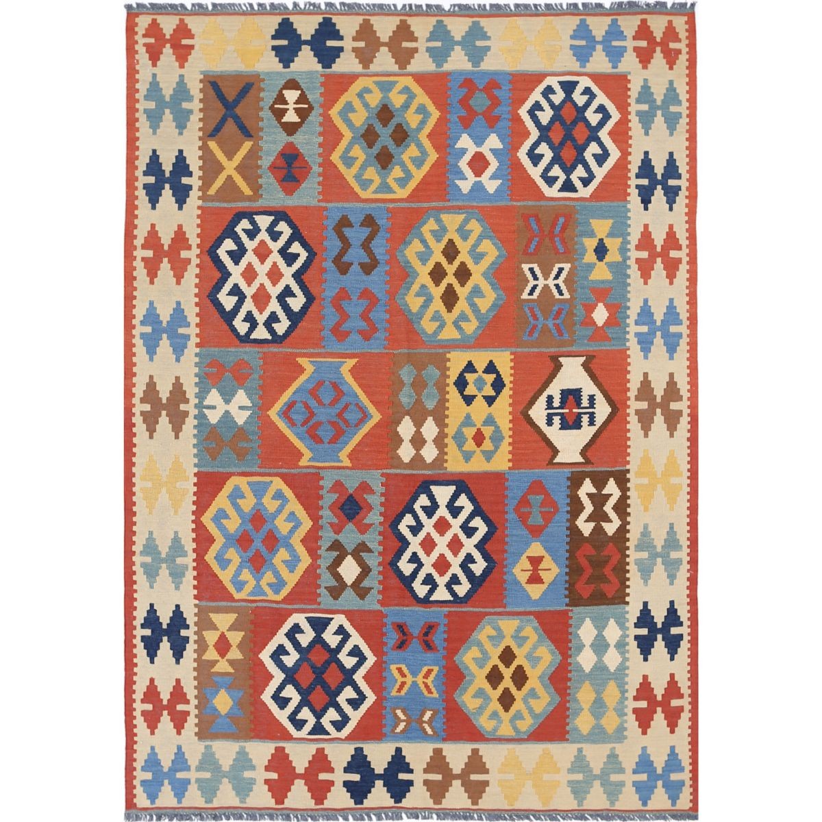 Kafkaas 5x7 Hand Woven Washable Wool Rug - Colorful