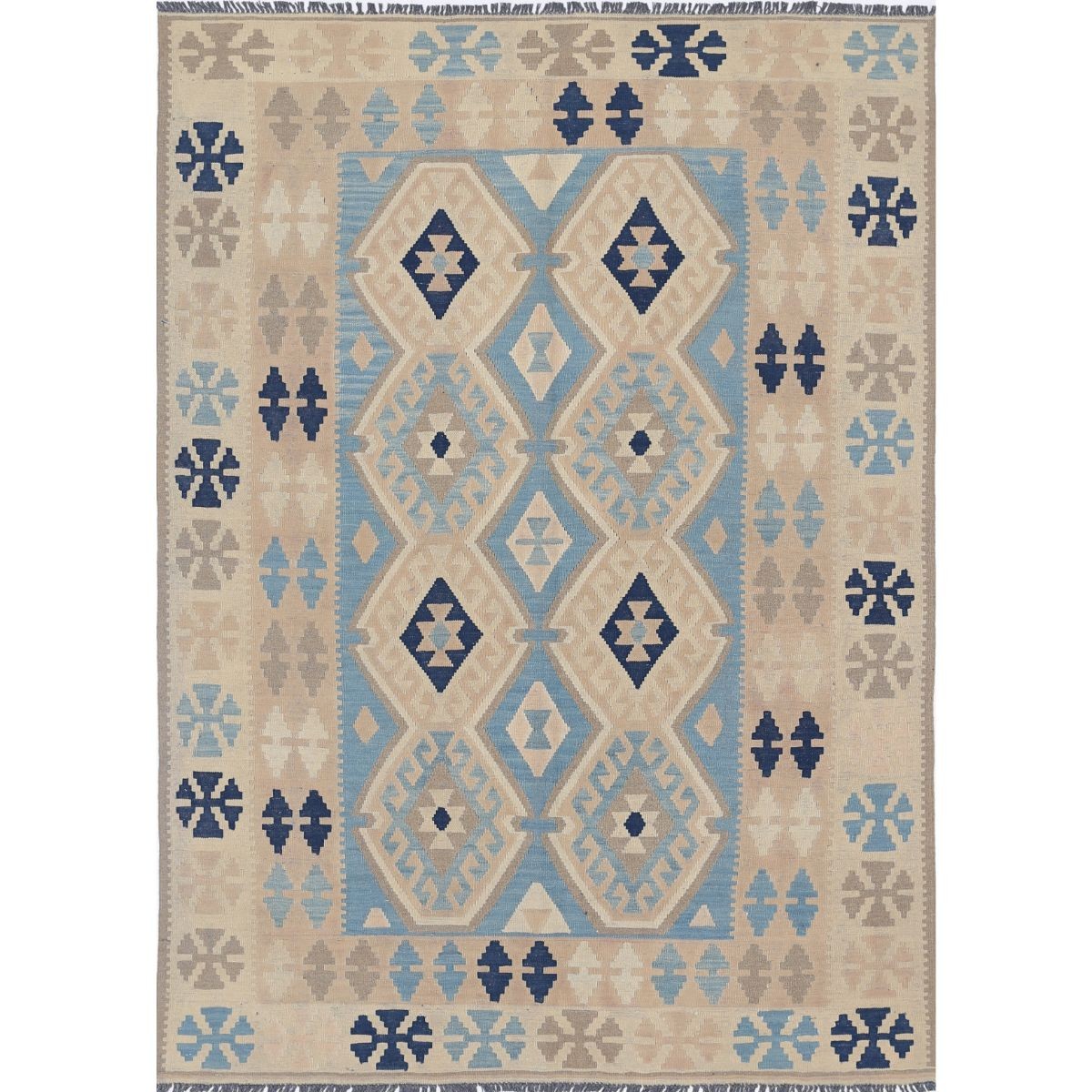 Kafkaas 5x7 Hand Woven Washable Wool Rug - Soft Hues