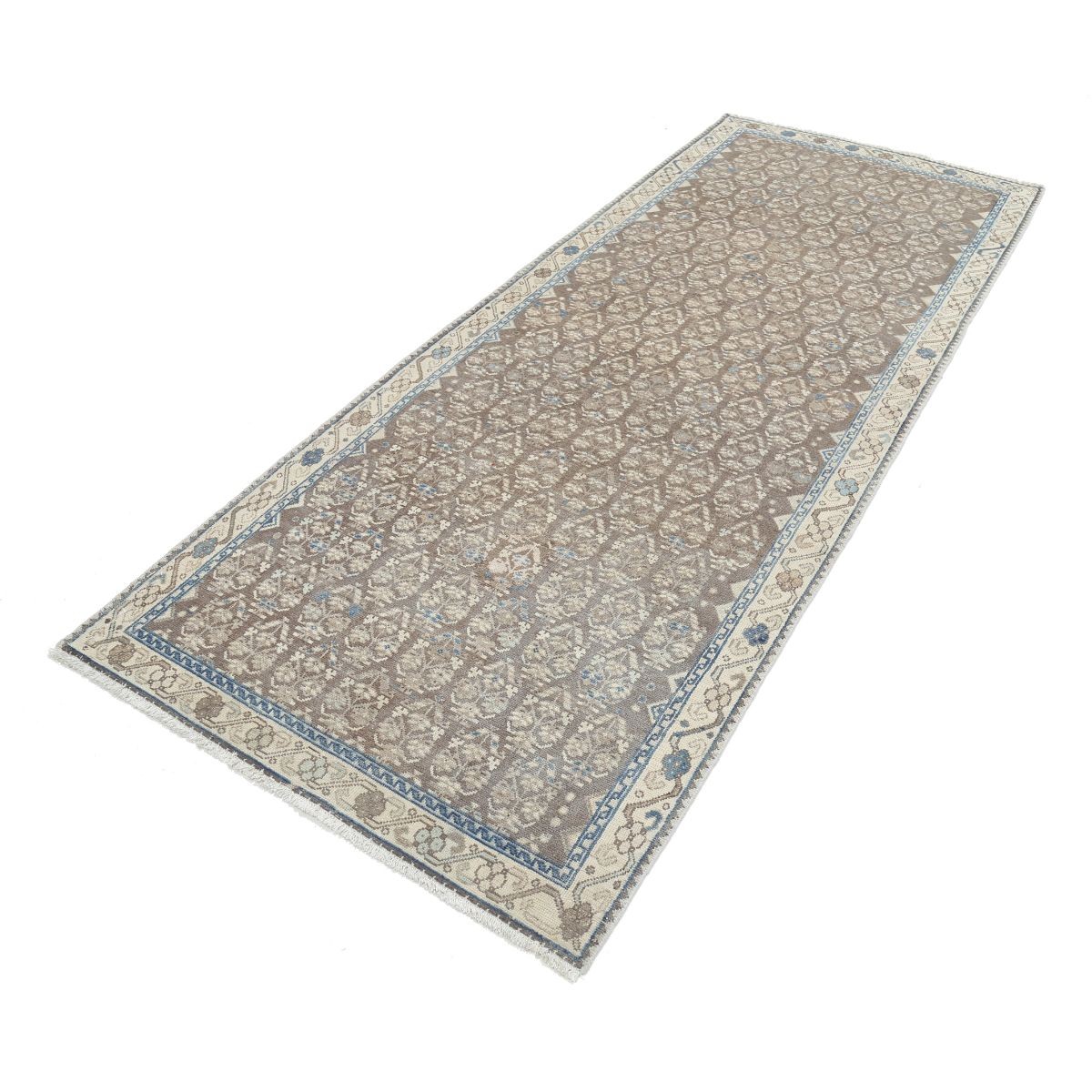 Vintage 4x10 Handmade Double Knotted Washable Wool Runner - Soft Hues
