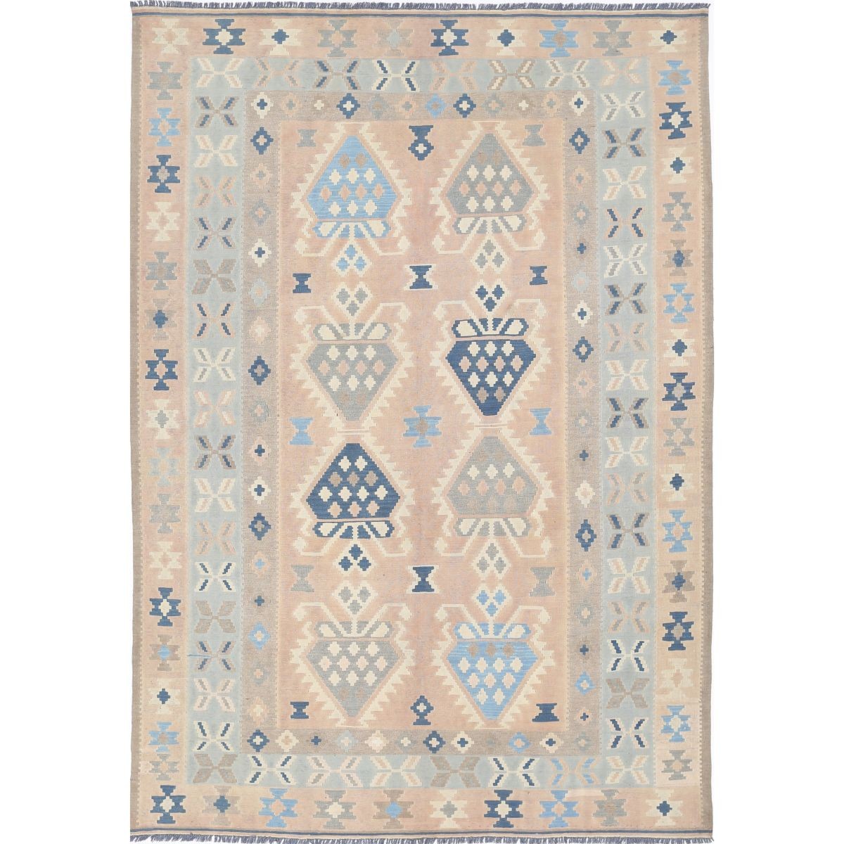 Kafkaas 7x10 Hand Woven Washable Wool Rug - Soft Hues