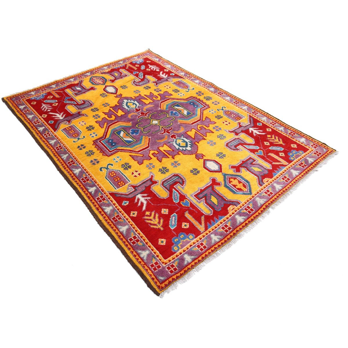 Revival 5x7 Handmade Double Knotted Washable Wool Rug - Colorful