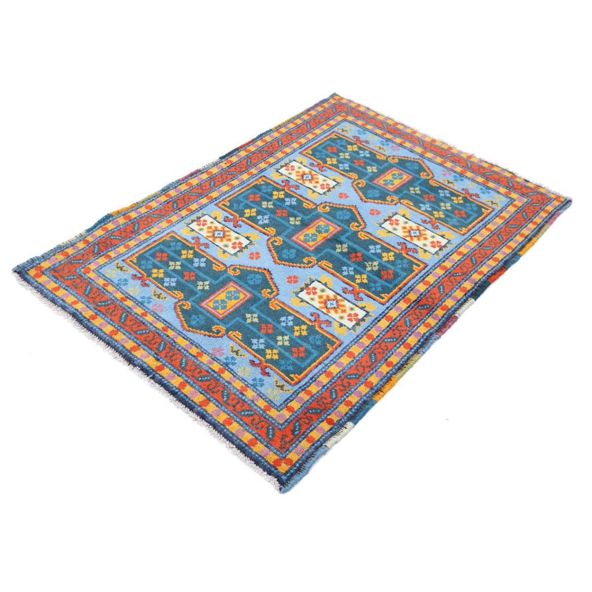 Revival 3x5 Handmade Double Knotted Washable Wool Rug - Colorful