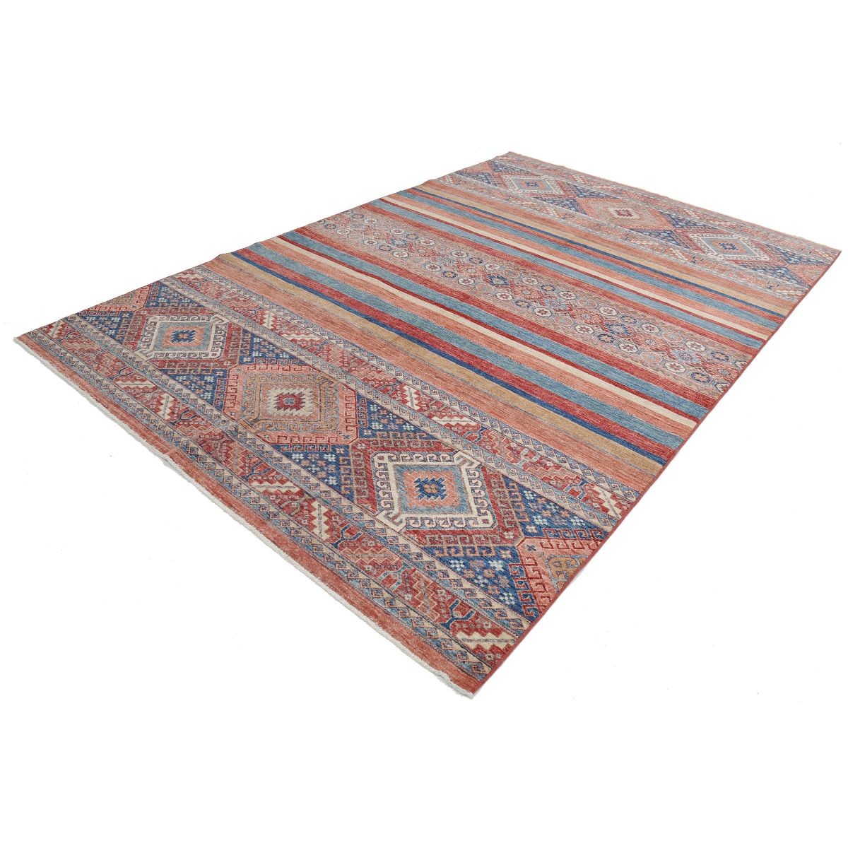 Khurjeen 7x10 Handmade Double Knotted Washable Wool Rug - Colorful