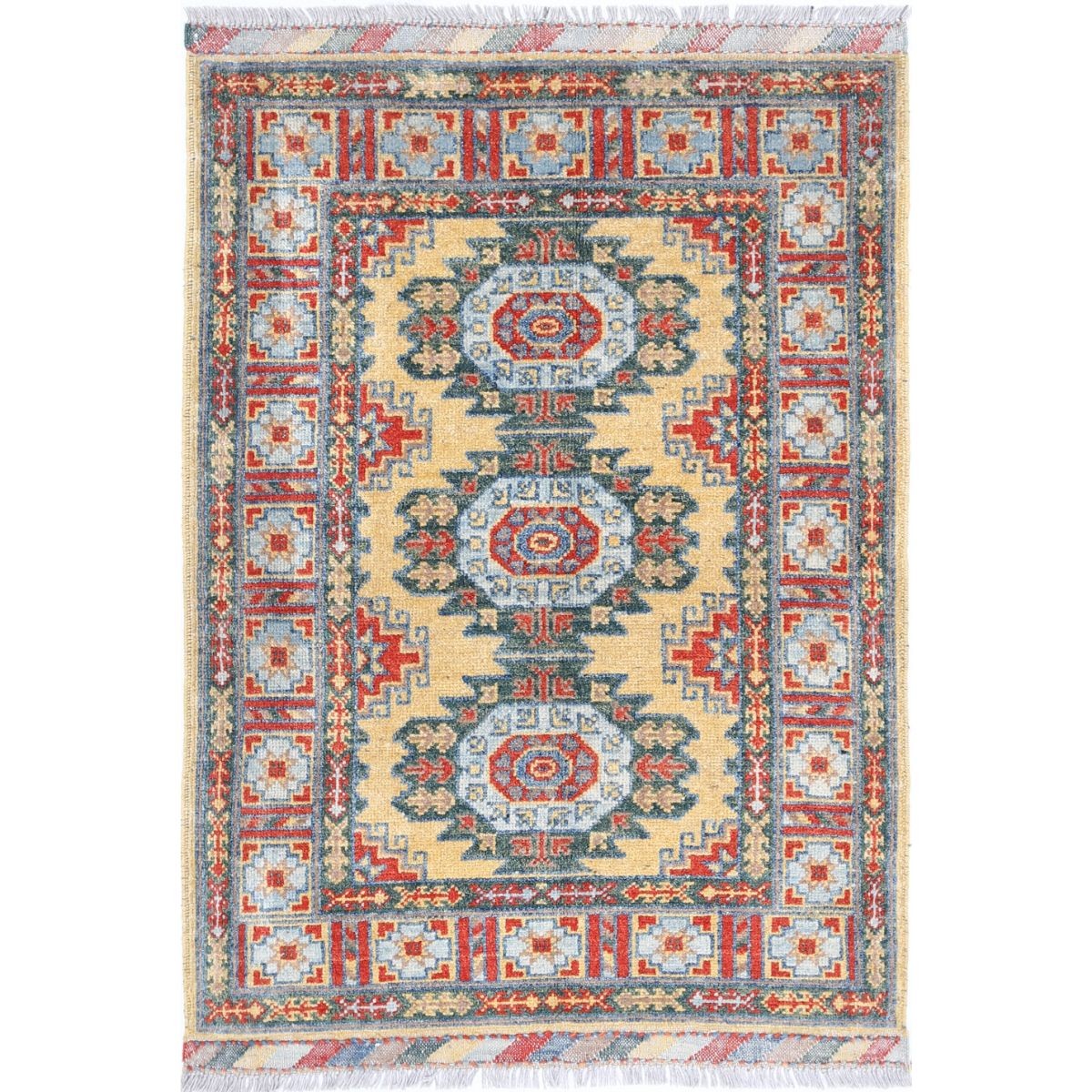 Revival 3x4 Handmade Double Knotted Washable Wool Rug - Colorful