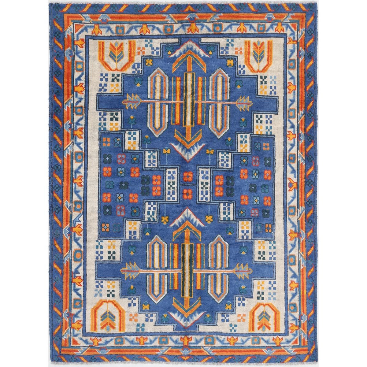 Revival 5x7 Handmade Double Knotted Washable Wool Rug - Colorful