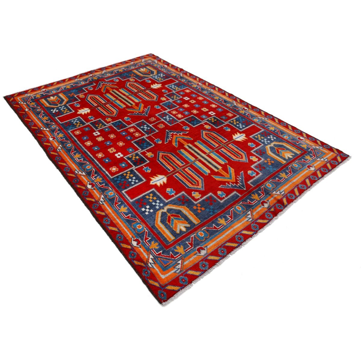 Revival 6x8 Handmade Double Knotted Washable Wool Rug - Colorful