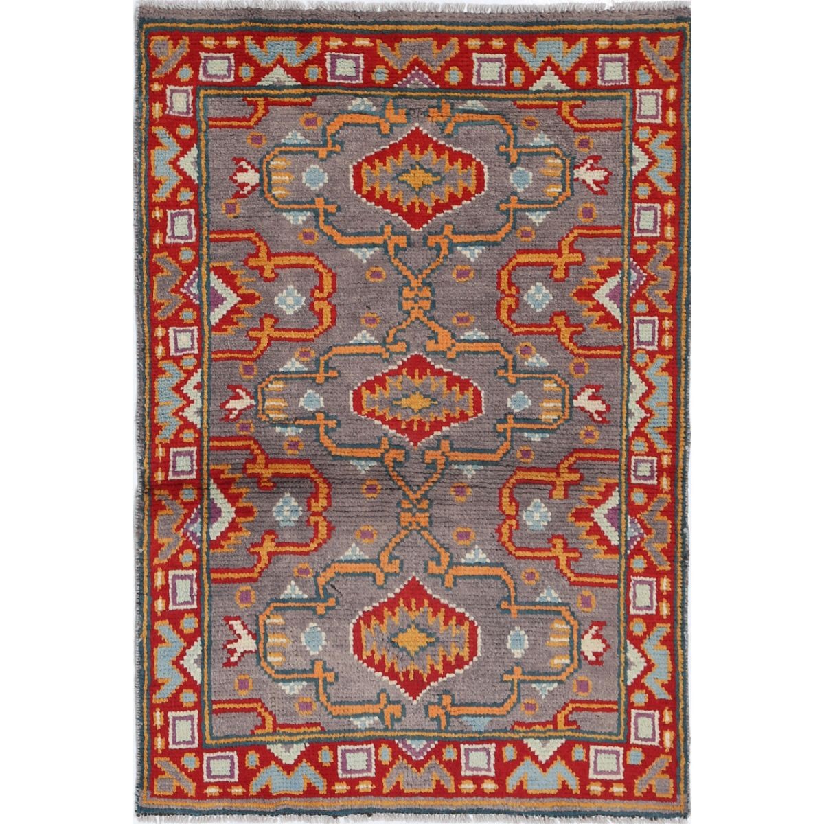 Revival 3x4 Handmade Double Knotted Washable Wool Rug - Colorful
