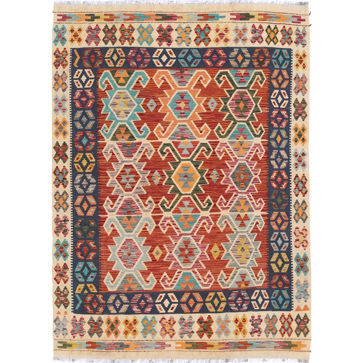 Maimana 5x7 Hand Woven Washable Wool Rug - Colorful