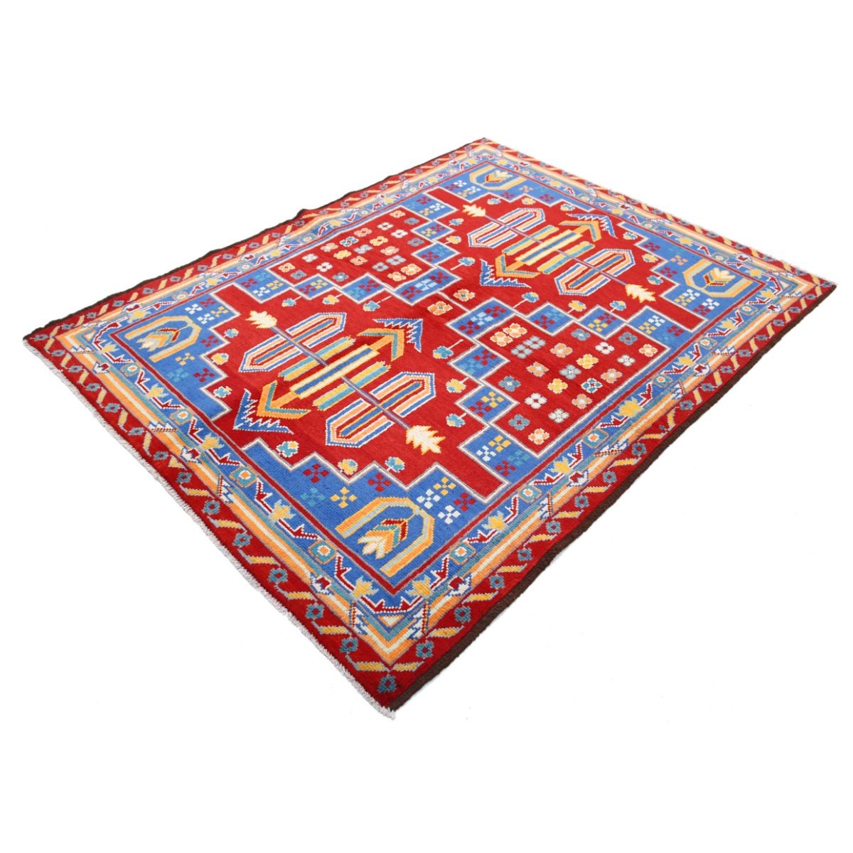 Revival 5x7 Handmade Double Knotted Washable Wool Rug - Colorful