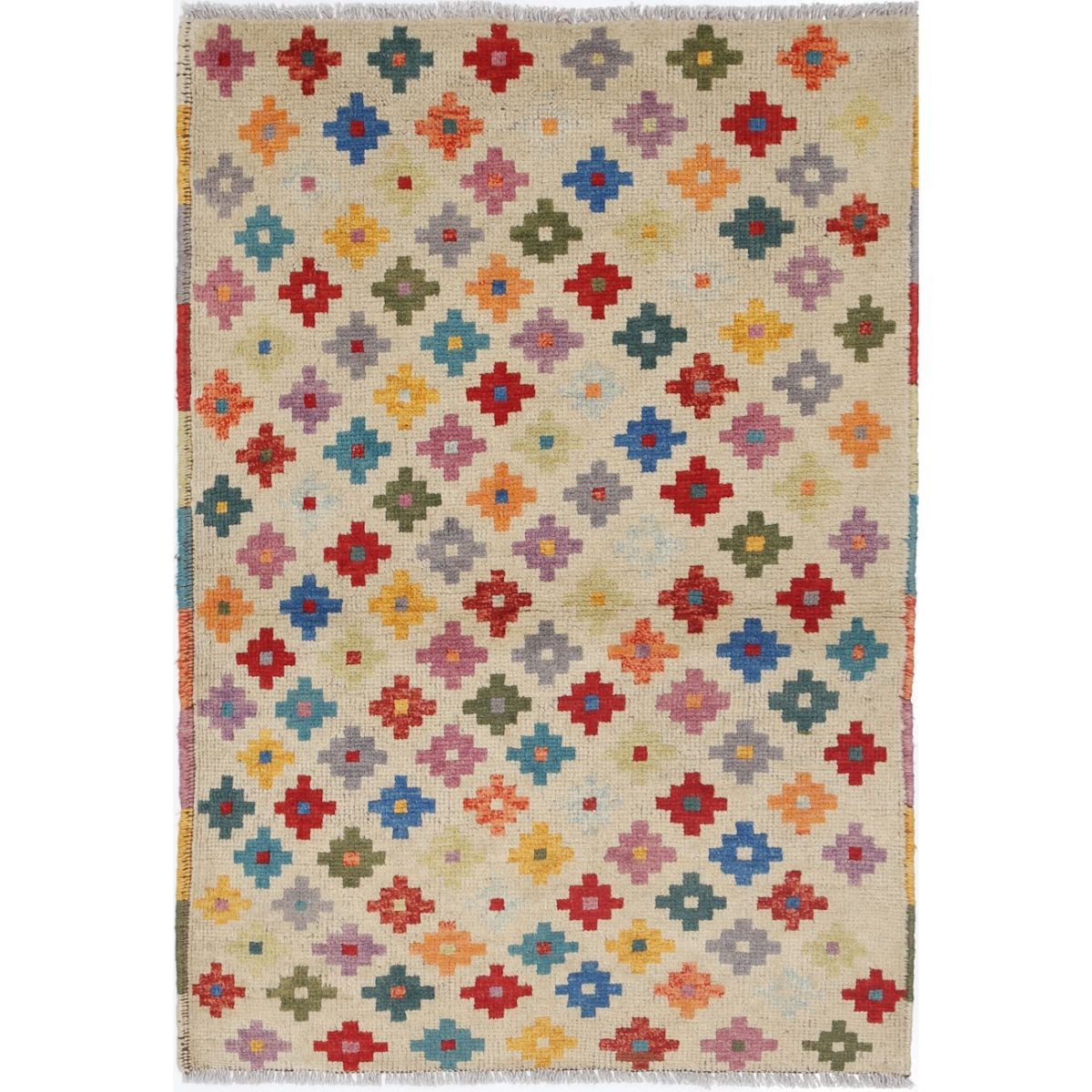 Revival 3x4 Handmade Double Knotted Washable Wool Rug - Colorful