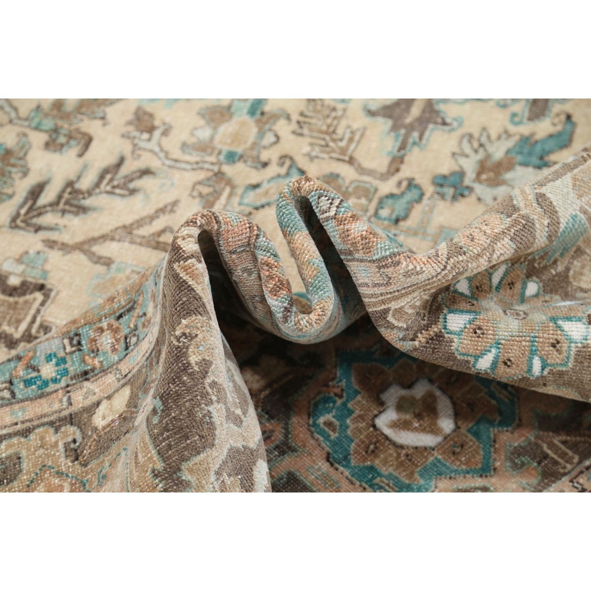 Vintage 13x19 Handmade Double Knotted Washable Wool Rug - Soft Hues