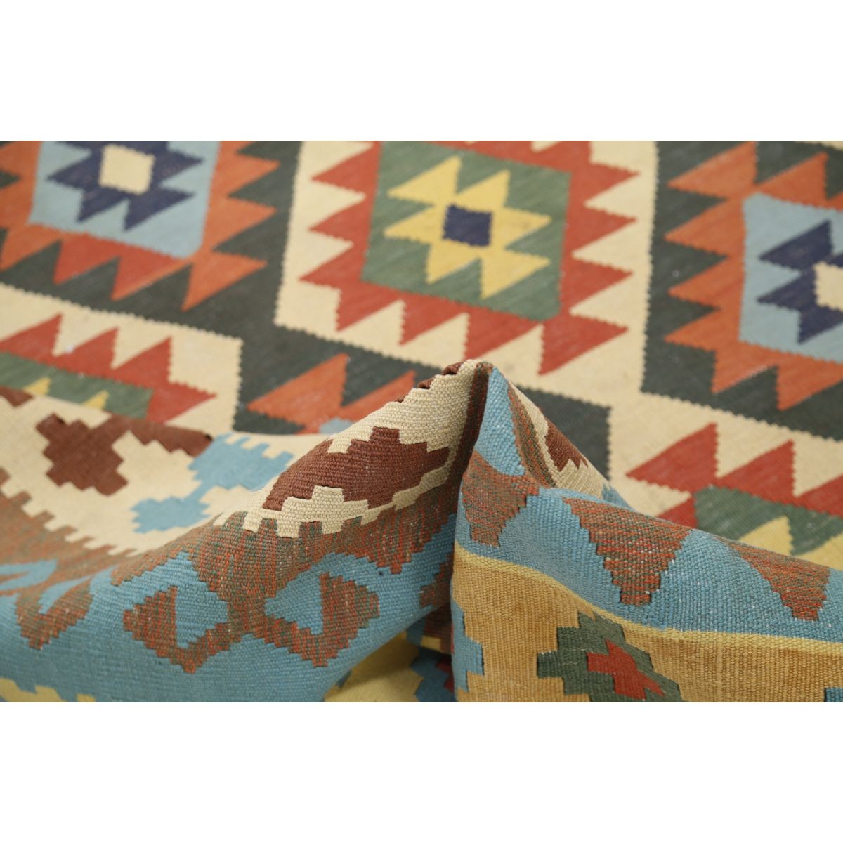 Kafkaas 6x8 Hand Woven Washable Wool Rug - Colorful