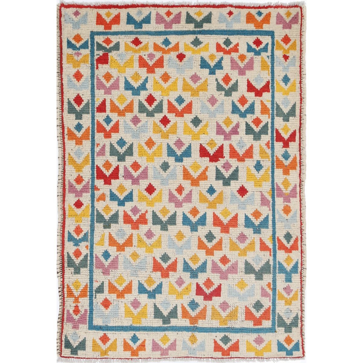 Revival 3x4 Handmade Double Knotted Washable Wool Rug - Colorful