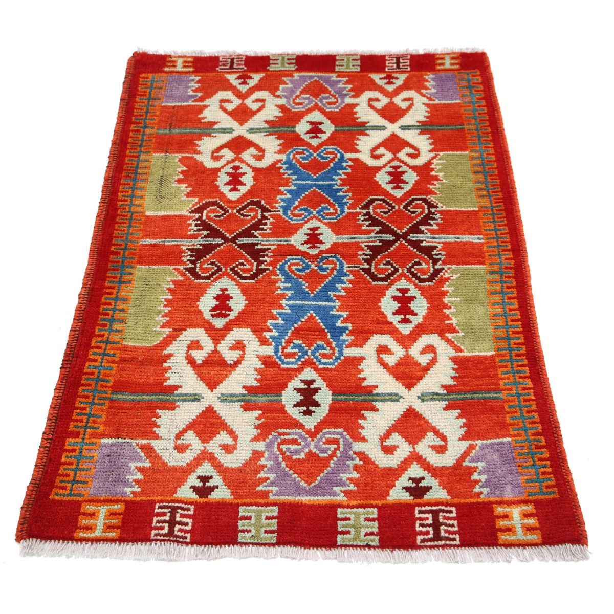 Revival 3x4 Handmade Double Knotted Washable Wool Rug - Colorful