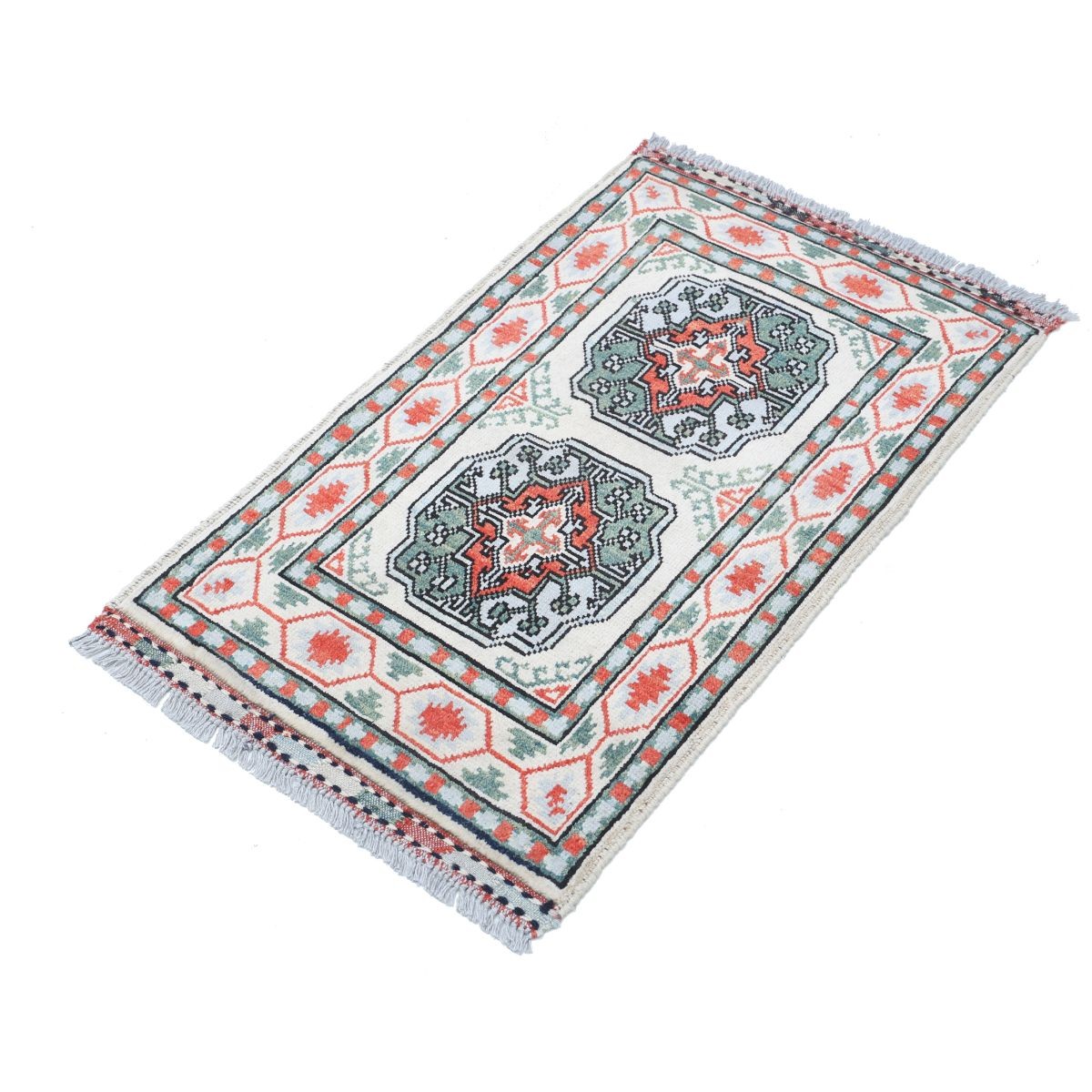 Revival 2x3 Handmade Double Knotted Washable Wool Rug - Colorful