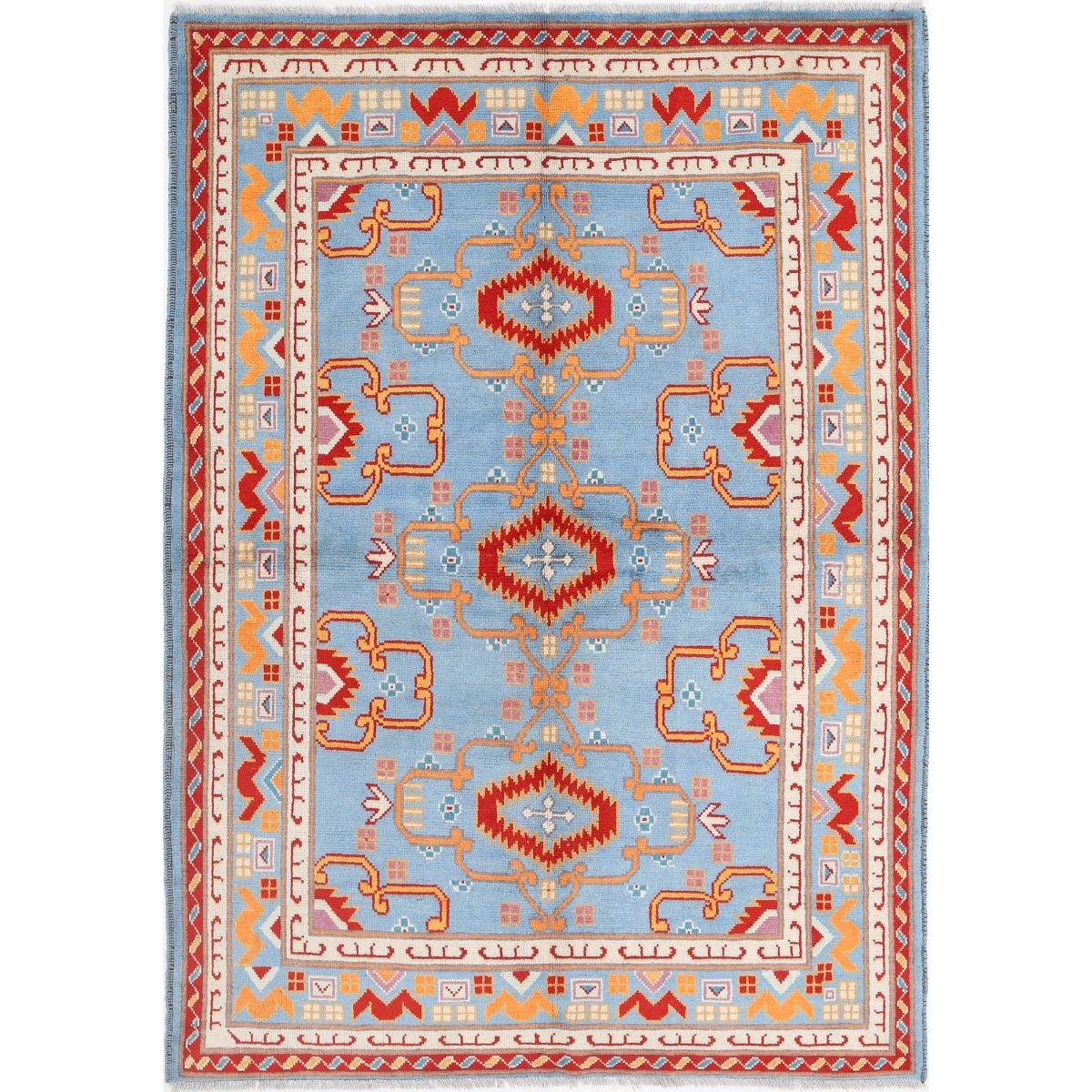 Revival 6x8 Handmade Double Knotted Washable Wool Rug - Colorful