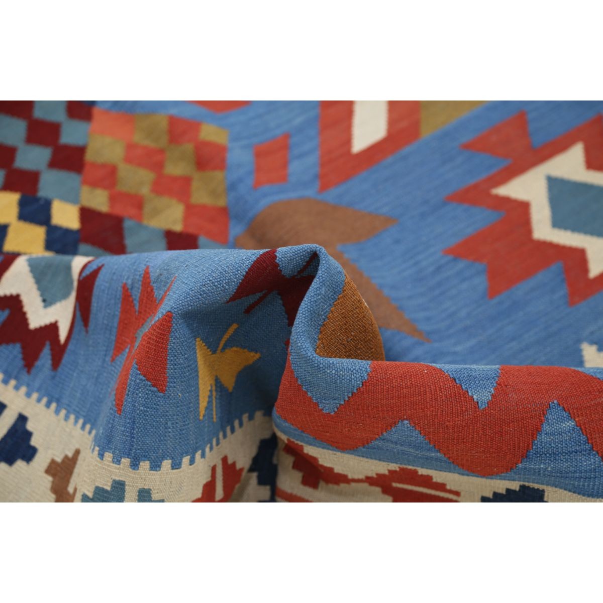 Kafkaas 5x6 Hand Woven Washable Wool Rug - Colorful