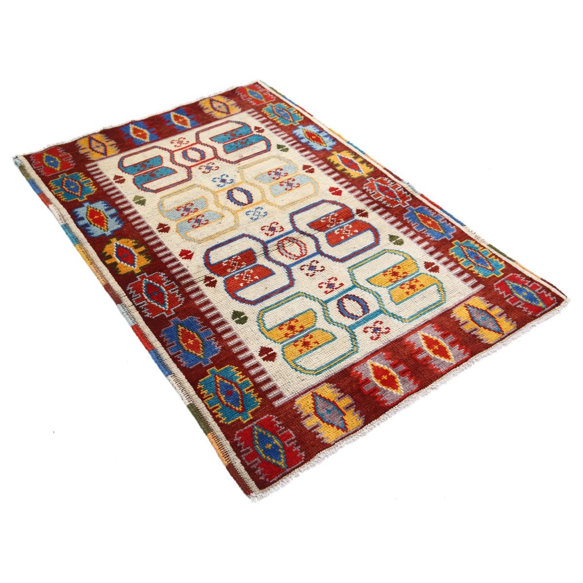Revival 3x5 Handmade Double Knotted Washable Wool Rug - Colorful