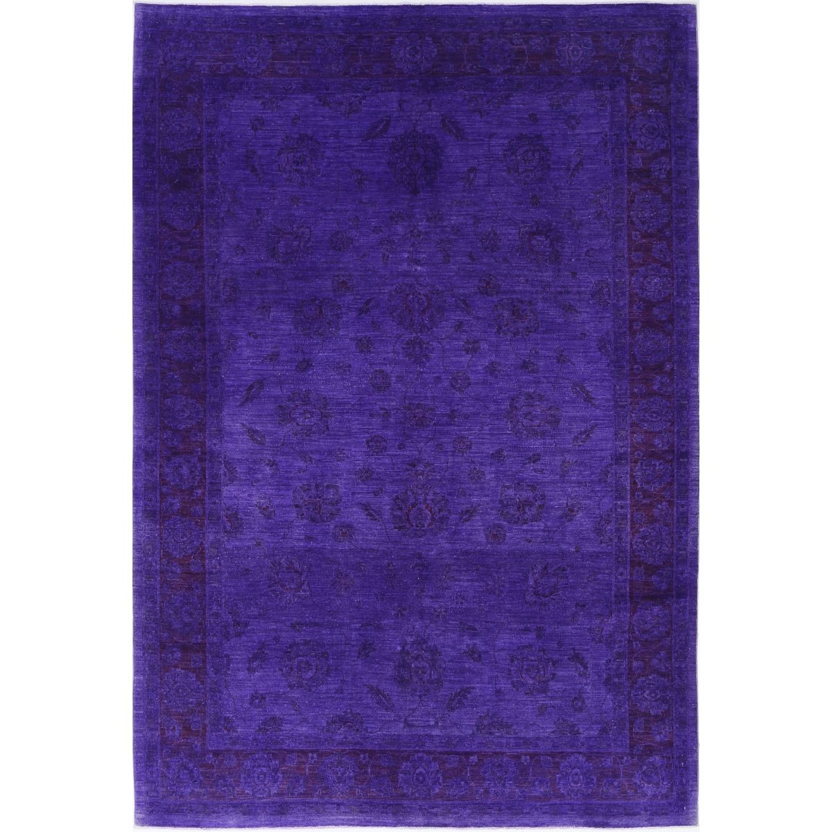 Overdye 7x10 Handmade Double Knotted Washable Wool Rug - Monochormatic