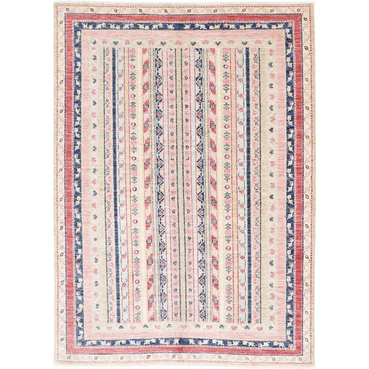 Shaal 6x8 Handmade Double Knotted Washable Wool Rug - Colorful