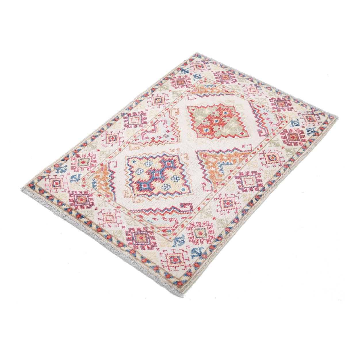 Revival 2x3 Handmade Double Knotted Washable Wool Rug - Colorful