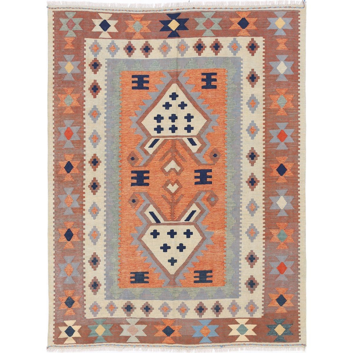 Kafkaas 5x7 Hand Woven Washable Wool Rug - Colorful