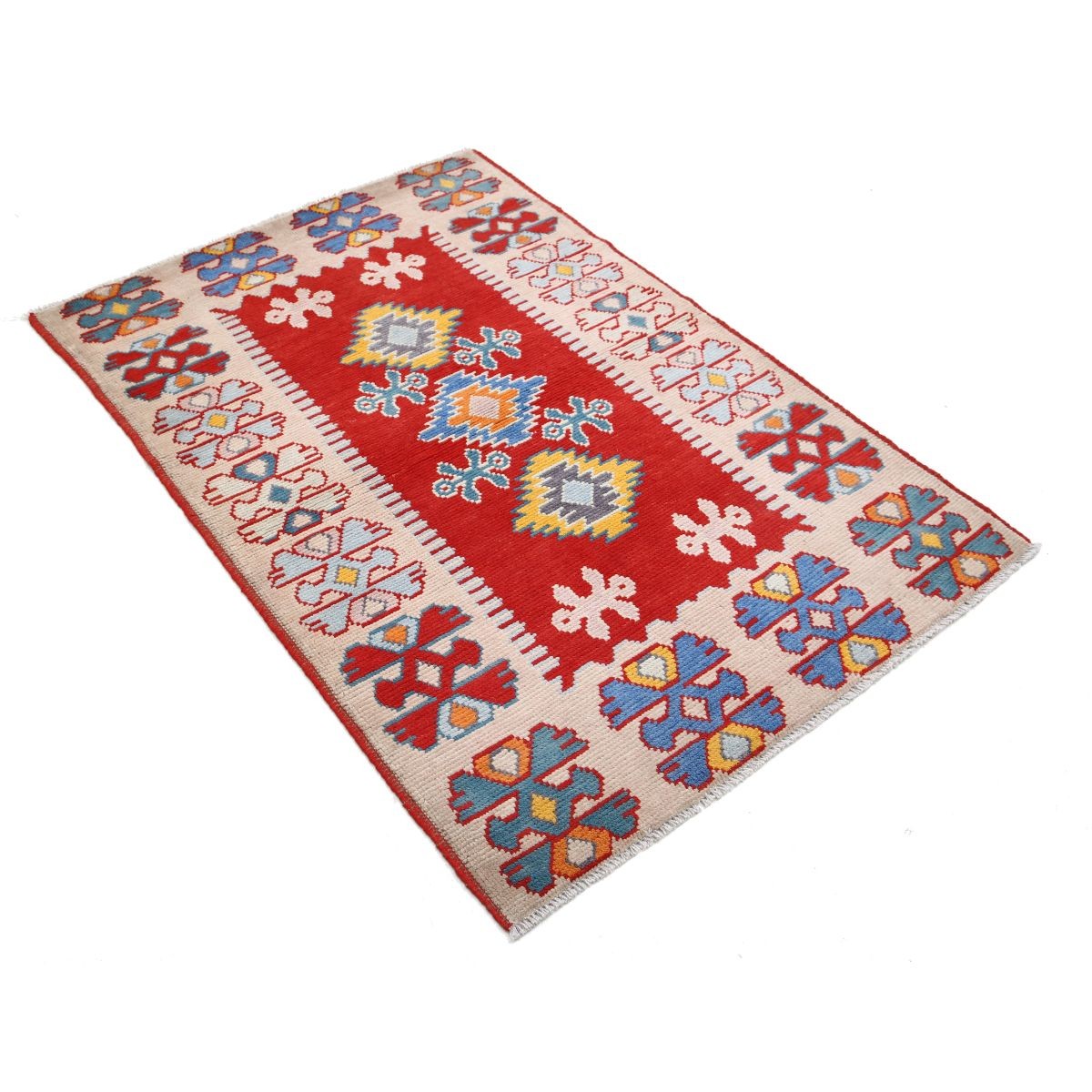 Revival 4x5 Handmade Double Knotted Washable Wool Rug - Colorful
