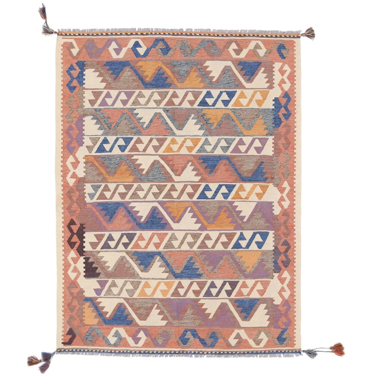 Kafkaas 5x6 Hand Woven Washable Wool Rug - Colorful