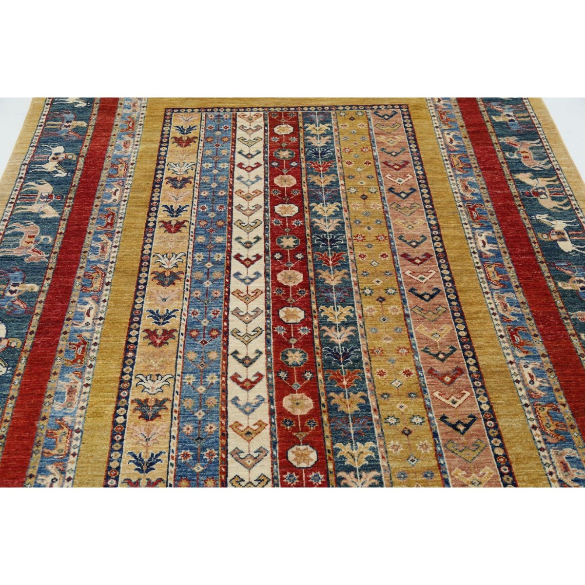 Shaal 6x8 Handmade Double Knotted Washable Wool Rug - Colorful
