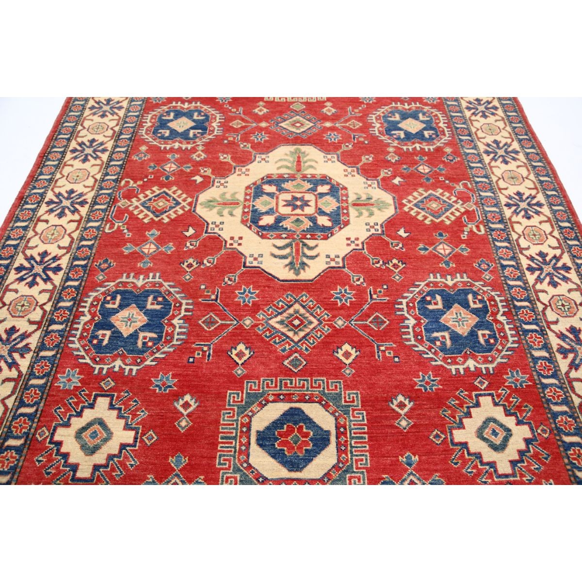 Kazak 7x9 Handmade Double Knotted Washable Wool Rug - Colorful