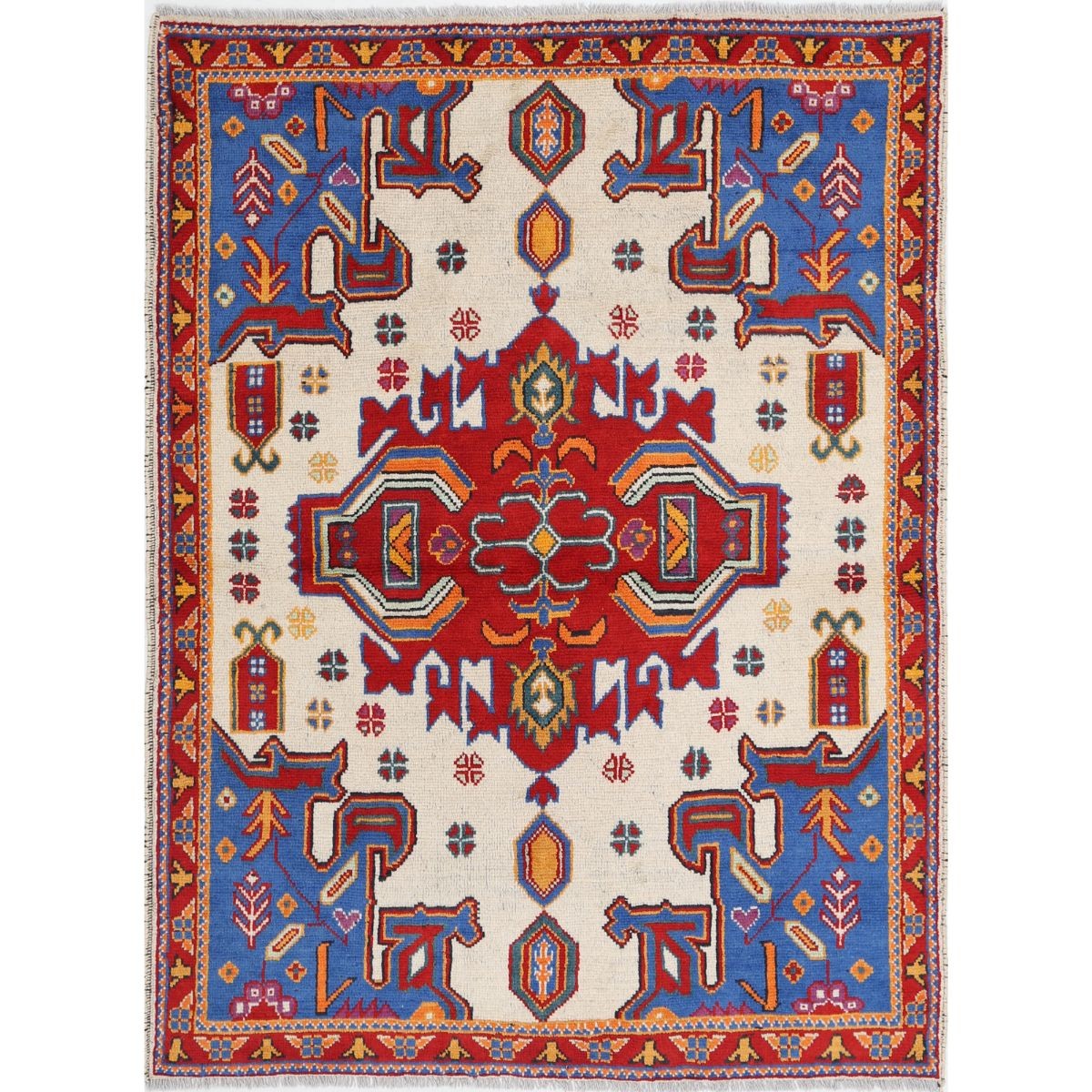 Revival 5x7 Handmade Double Knotted Washable Wool Rug - Colorful