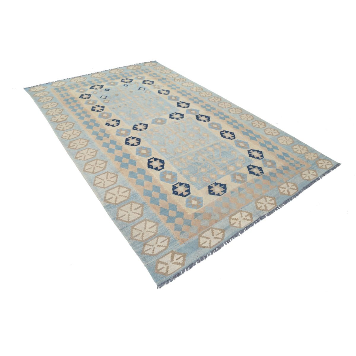 Kafkaas 7x10 Hand Woven Washable Wool Rug - Soft Hues