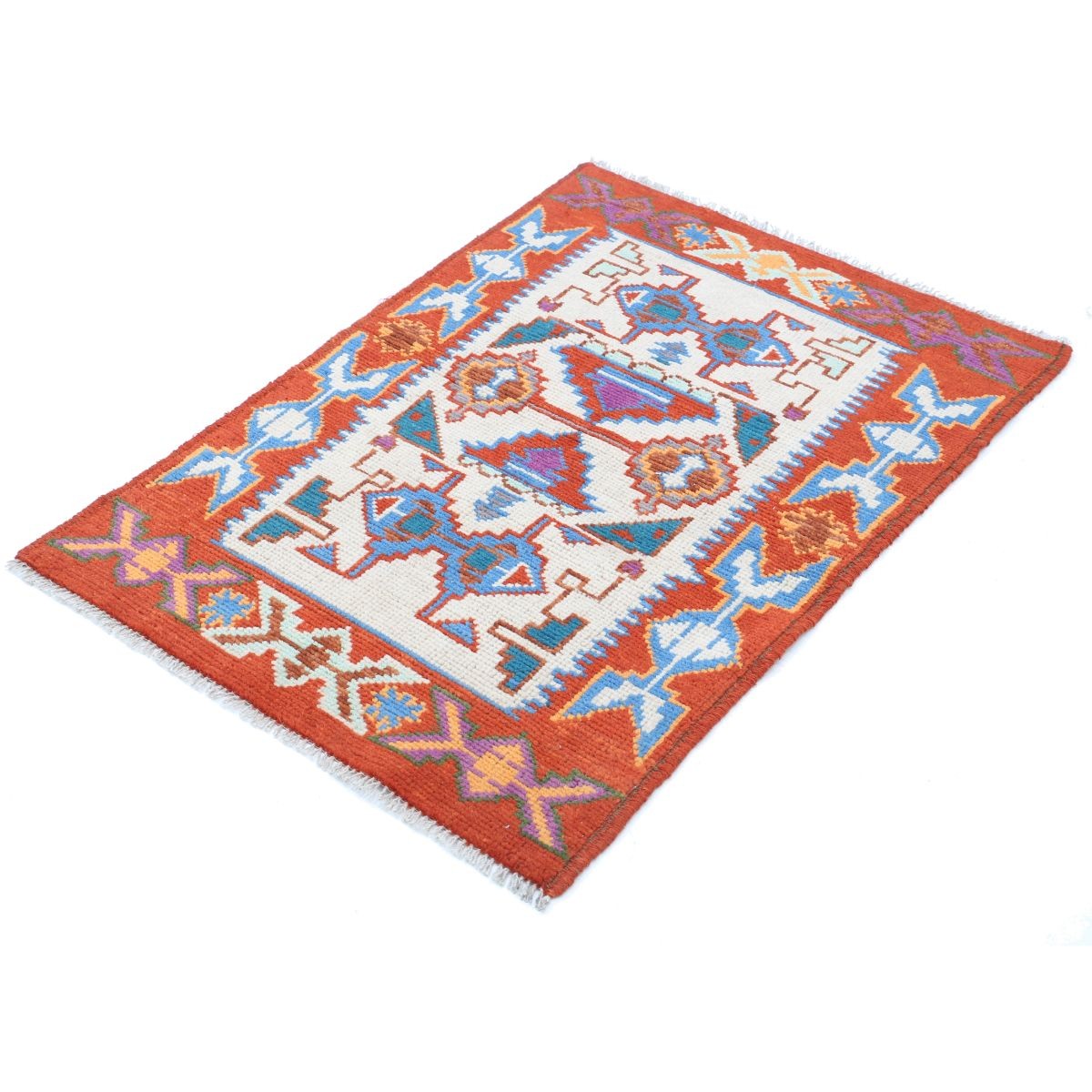 Revival 3x4 Handmade Double Knotted Washable Wool Rug - Colorful
