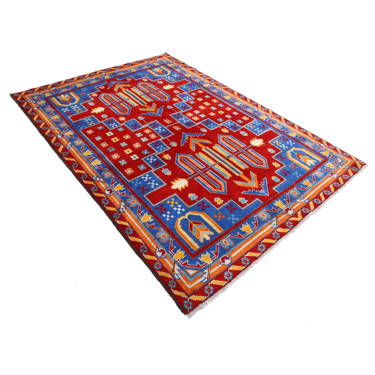 Revival 6x8 Handmade Double Knotted Washable Wool Rug - Colorful