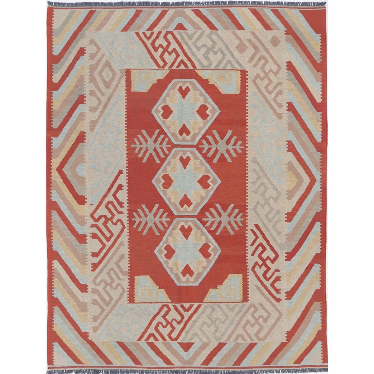 Kafkaas 5x7 Hand Woven Washable Wool Rug - Colorful