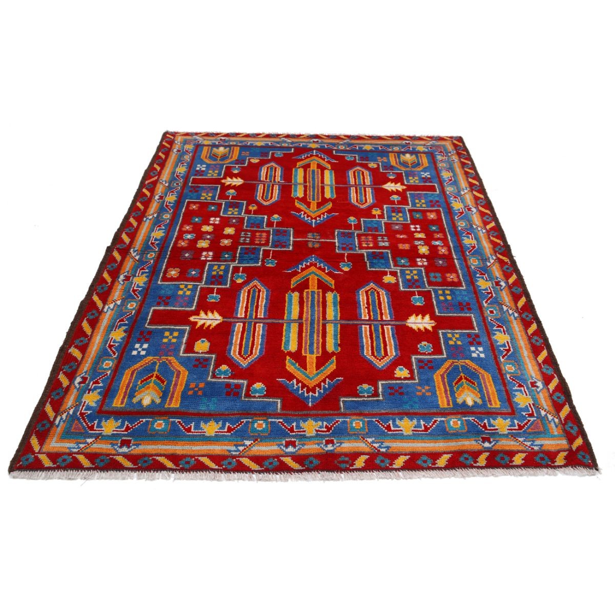 Revival 5x6 Handmade Double Knotted Washable Wool Rug - Colorful