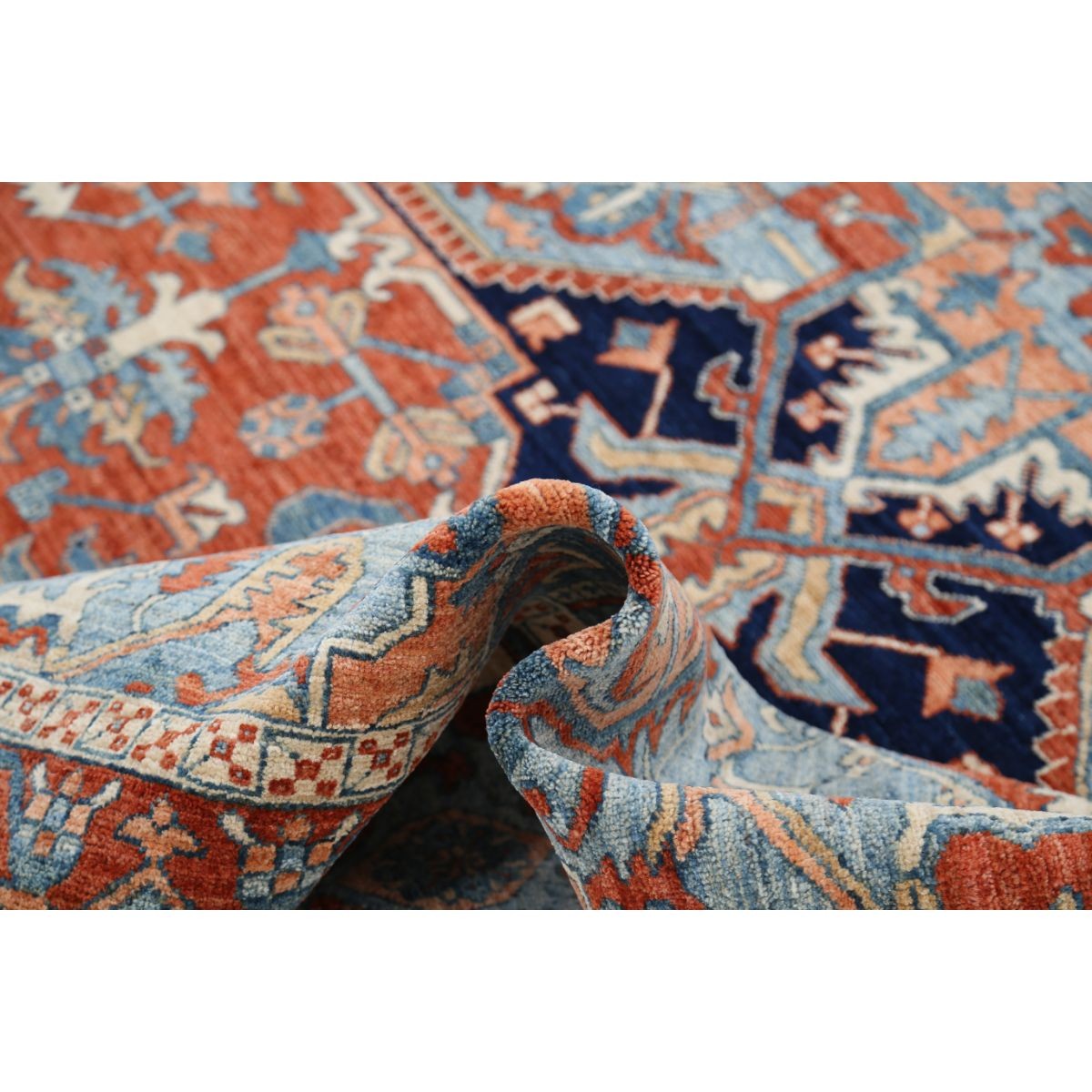 Heriz 8x10 Handmade Double Knotted Washable Wool Rug - Colorful