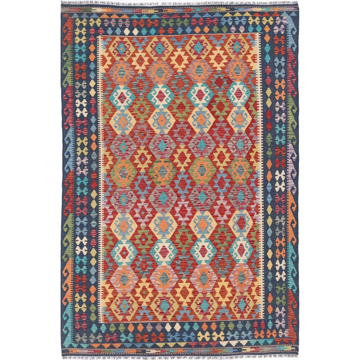 Maimana 7x10 Hand Woven Washable Wool Rug - Colorful