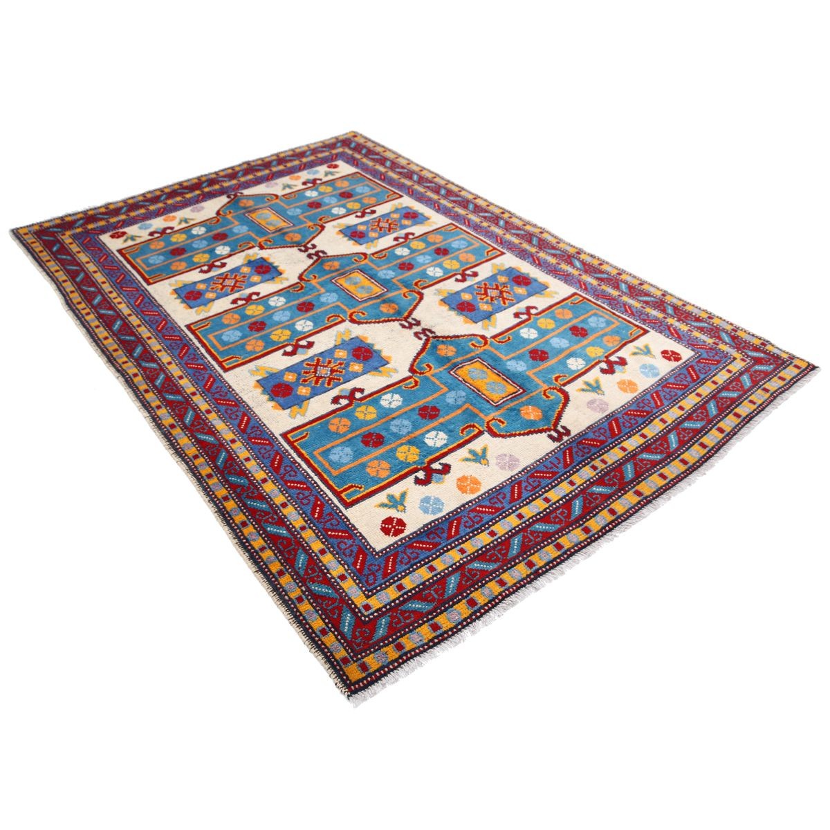 Revival 6x8 Handmade Double Knotted Washable Wool Rug - Colorful