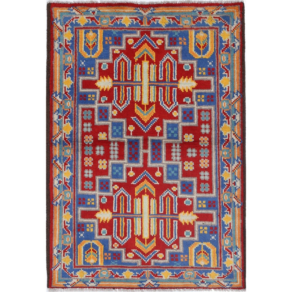 Revival 3x4 Handmade Double Knotted Washable Wool Rug - Colorful