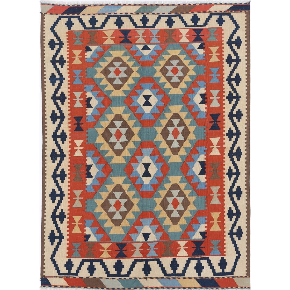 Kafkaas 5x7 Hand Woven Washable Wool Rug - Colorful