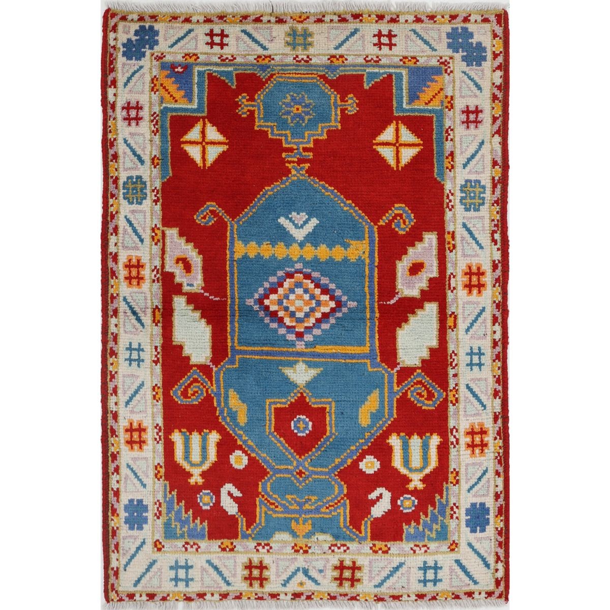 Revival 3x4 Handmade Double Knotted Washable Wool Rug - Colorful