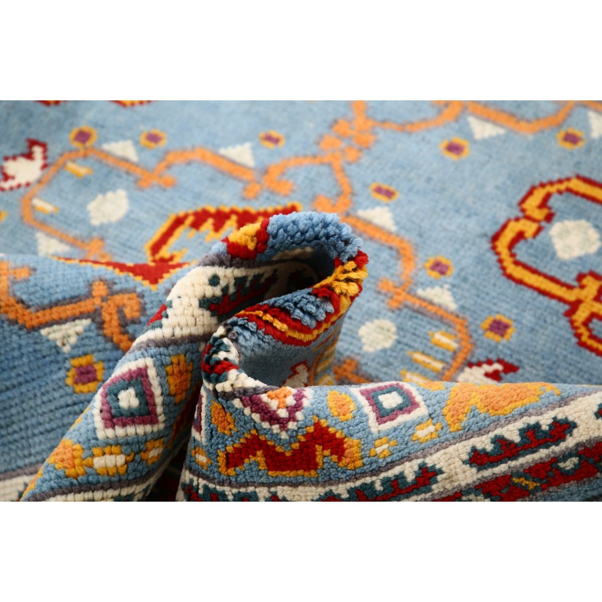 Revival 4x5 Handmade Double Knotted Washable Wool Rug - Colorful